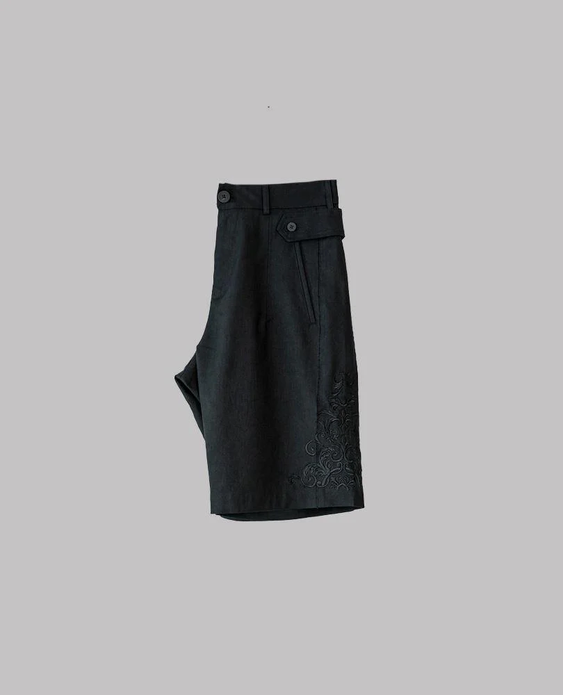 Embroidered Linen Shorts - Image 3